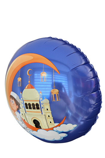 Huzur Party Store İslami Folyo Balon 30 Cm Dua Eden Çocuk Hilal Cami Hoşgeldin Ramazan Bayramı Temalı Mavi Dini Süs