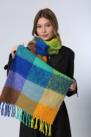 FRESCO SCARFS Soft Textured Patterned Plaid Scarf Shawl Shoulder Shawl