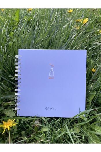 AKILLICA 15x15 Cm Square Purple Notebook Spiral Notebook Checkered Notebook