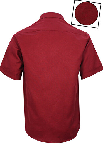 Varetta Men's Dark Red Cotton Short Sleeve Large Size Classic Cut Shirt with Pockets