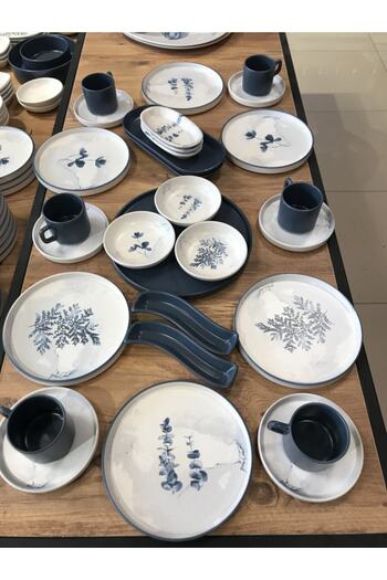 Keramika Stackable Blue Magic Breakfast Set for 6 People, 29 Pieces