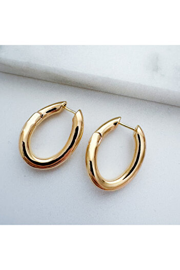 CHARMLUCKY Steel curling oval hoop earrings