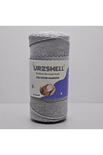 urzsmell Ασημί Πολυεστέρας Μακραμέ 200gr, 250mt, Νο. 4 Νήμα Supla, Νήματα τσάντας και αξεσουάρ