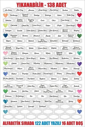 ENGINPRINT 138 Pieces Washable Plastic Alphabetical Order Kitchen Labels