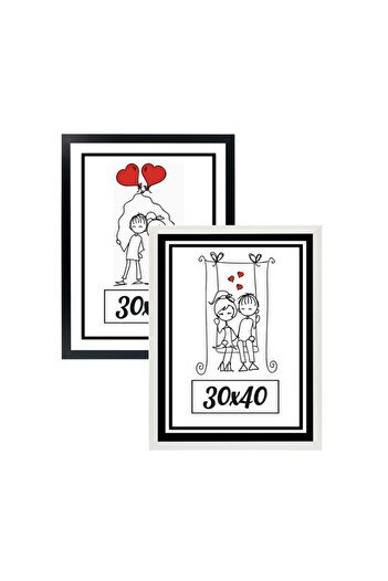 ÖZCANLAR ÇERÇEVE 30x40 - 2-Piece Photo Frame - (BLACK-WHITE) Modern Office Art Home Office Decorative