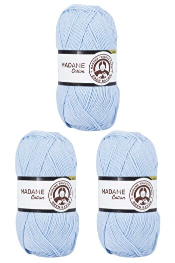 Ören Bayan Ață de tricotat manual Madame Cotton Sky Blue- 014 100 Gr Set de 3