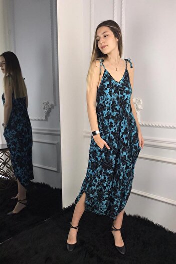 Bohemian Women's Blue Casual Bohemian Jumpsuit with Adjustable Straps