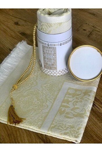 enti ev tekstili Dowry Gift Luxury Boxed Prayer Rug Set Gold
