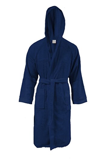Lucy and Home Unisex 100% Cotton Denim - Dot Border, Curl Bathrobe