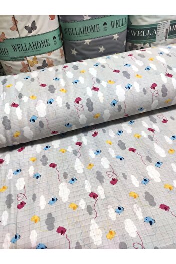Wella Home Πολύχρωμο ύφασμα μουσελίνας πουλιών πλάτους 160 εκ