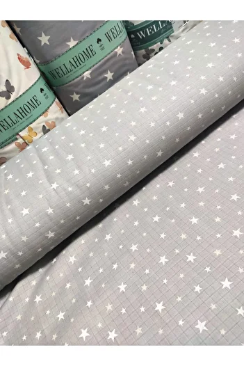 Wella Home Gray Stars Muslin Fabric 180 Cm Top Organic Cotton