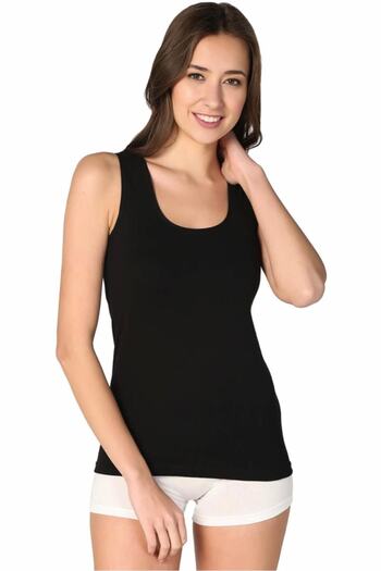 Tutku Women's Black Wide Strap Colorful Tank Top