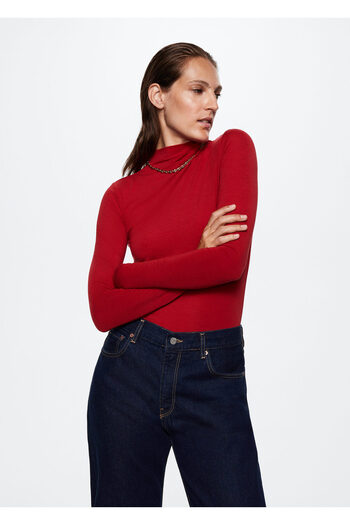 MANGO Woman Rotes Damen-T-Shirt für Erwachsene 37035132