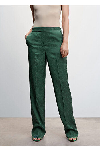 MANGO Woman Green Women's Trousers 37069103