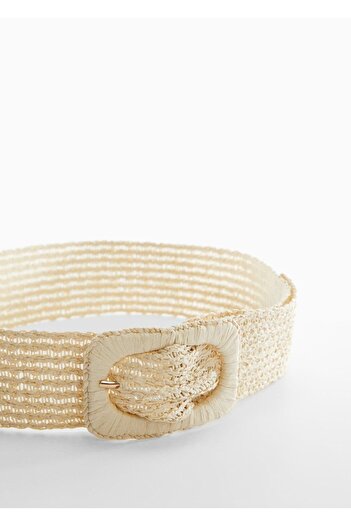 MANGO Woman Straw Belt with Buckle