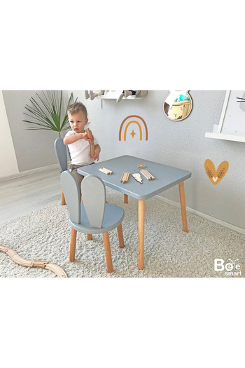 Bee Smart Bunny Masa 2 Sandalye Montessori Çocuk Oyun Etkinlik Çalışma Masası Aktivite Masası