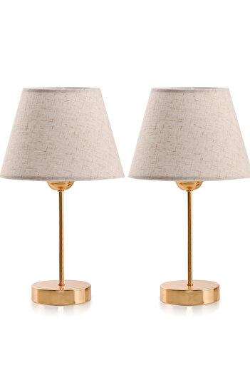 EvLight Triple Lampshade And Chandelier Set Linen Fabric Bedroom Gold Metal Lampshade