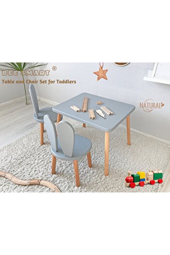 Bee Smart Bunny Masa 2 Sandalye Montessori Çocuk Oyun Etkinlik Çalışma Masası Aktivite Masası