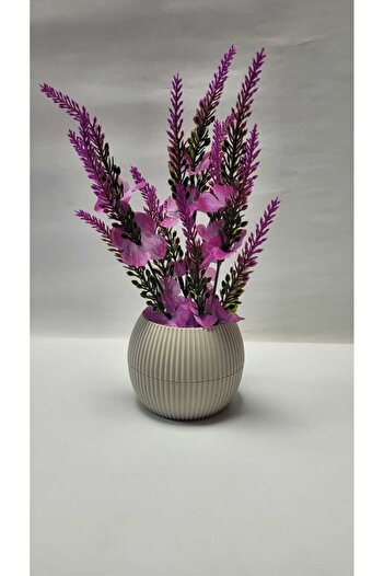 La bella bazar Planta artificială de lavandă garnitură într-un mini ghiveci de 20 cm, floare decorativă de masă pentru baie, bucătărie, 20 cm