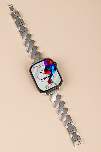 mimtec Apple Watch 4-10 Se 38-41 mm - Compatible Zigzag Design Metal Band Strap