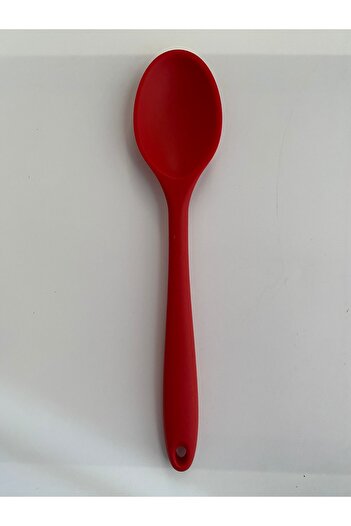 Multiamo Hard Tip Heat Resistant Fireproof Non-Stick Silicone 28 cm Spoon - Red - 1Pcs