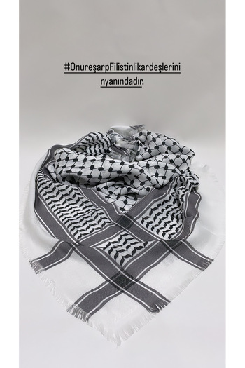 Onur Puchsia - Women's Men's Puchsia Palestine Black and White Kefiye Model Square Puchsia Dubai Cashmere Fabric Light Product