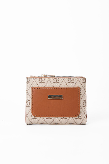 minebag Natale Zc105 Beige-Tan Women's Wallet with Pattern and Pocket