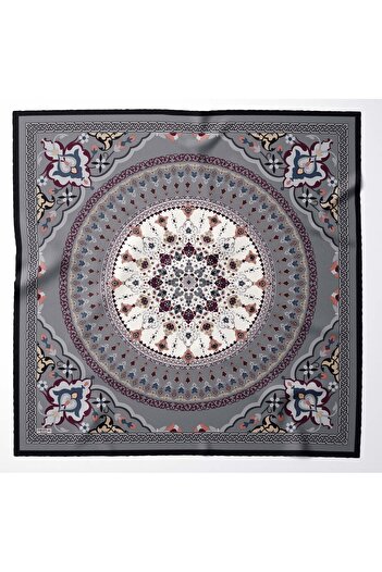 hijabchi Μεγάλο μεταξένιο κασκόλ Sura Rayon - Γκρι - 120 X 120 cm