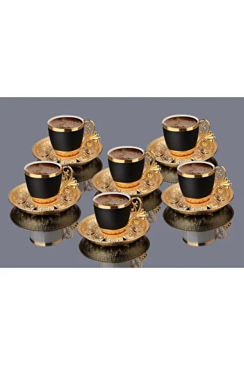 MOS'EV Black Gold Coffee Set 12 Pieces for 6 People