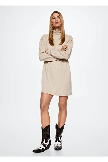 MANGO Woman Μπεζ Γυναικείο Φόρεμα37067106