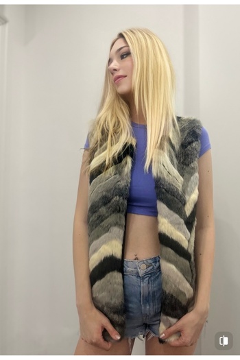 Bohemian Kadın Patchwork Kürk Detaylı Triko Yelek
