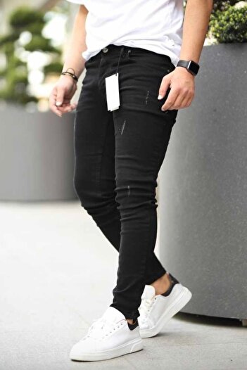 DOPPİO'N DENİM Ανδρικό Anthracite Laser Slim Fit Lycra Jeans
