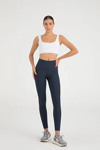 SHEISMONO High Waist Sports Leggings Navy Blue