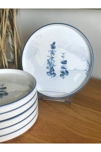 Keramika 21 Cm Blue Magic Stackable Cake Plate Flower 6 Pieces