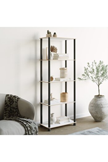 ATA HOME Çok Amaçlı 4 Raflı Ahşap Modern Dekoratif Kitap Dosya Ev Ofis Rafı