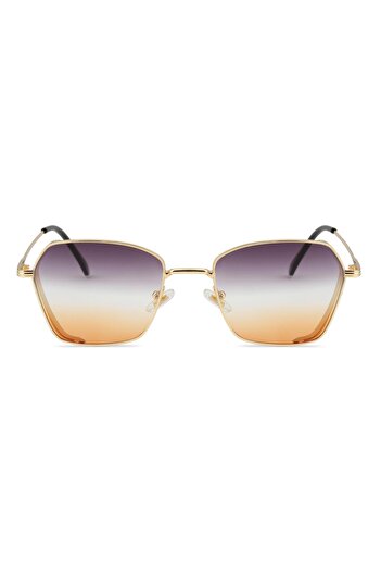 Angel Eyes Rectangle Design Metal Gold Frame Gradient Glass Women's Sunglasses