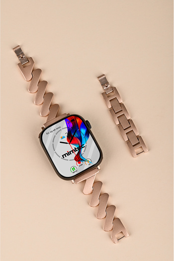 mimtec Apple Watch 4 5 6 7 8 9 10 Se 38 40 41 Mm Uyumlu Metal Kordon Kayış Zigzag Tasarım
