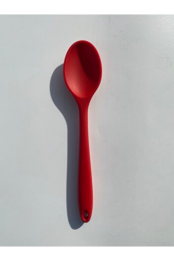 Multiamo Hard Tip Heat Resistant Fireproof Non-Stick Silicone 28 cm Spoon - Red - 1Pcs