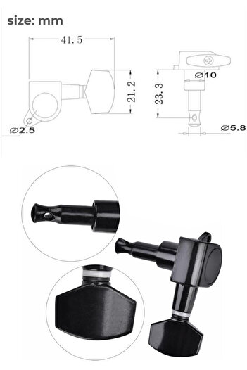 Midex AB1-BK Ακουστική κιθάρα Ποιότητας Auger Set Ανταλλακτικό Μαύρο Χρώμα