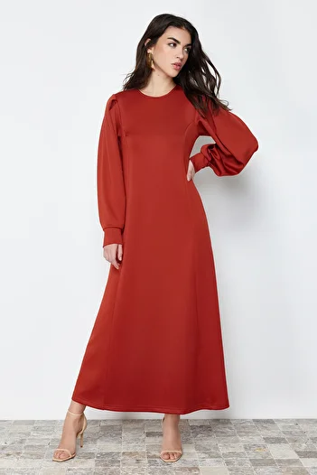 Trendyol Modest Potápěčské šaty v cihlové linii - TCTSS24EB00110