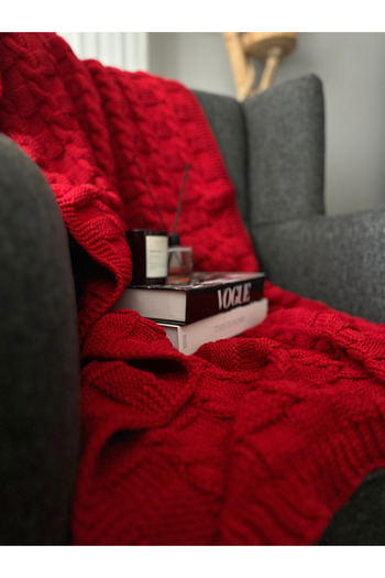 Sheilar Hair Braided Checkered Knitwear TV Blanket Sofa Shawl