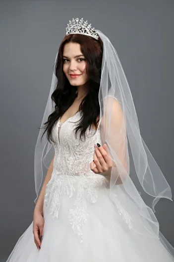 paris in paris 90 cm Off-White Wedding Dress Veil - Two Layers Without Comb