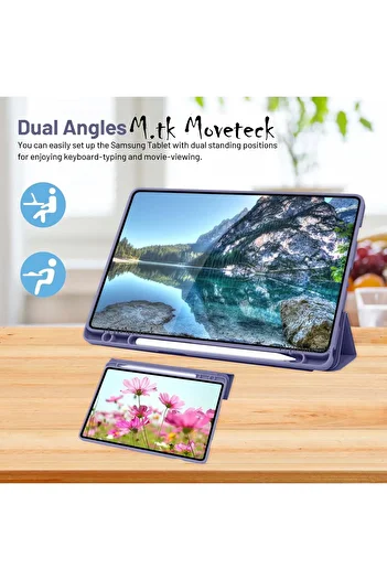 m.tk moveteck حافظة Samsung Galaxy Tab A9 مقاس 8.7 بوصة متوافقة مع Sm-X110، غطاء من السيليكون الناعم مع حجرة القلم وحامل
