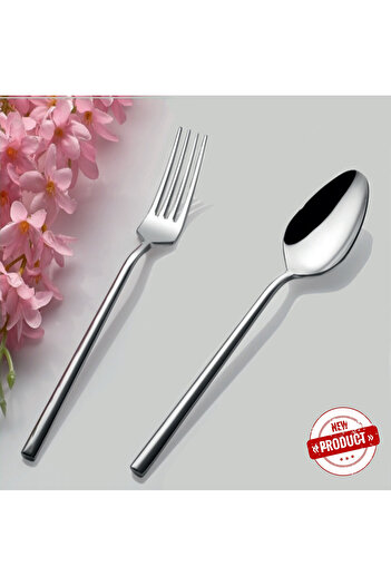 AHİR TİCARET Inter Steel Işıl Model Spoon-Fork Set 30 Pieces (For 6 People)
