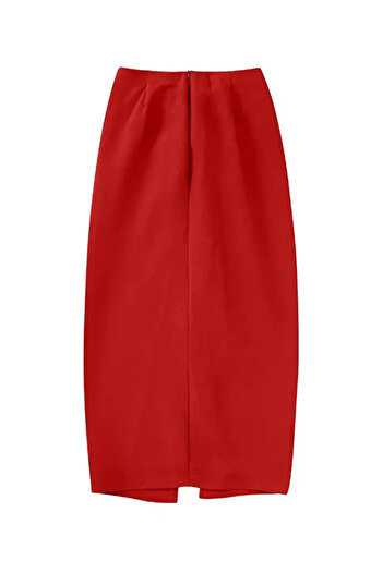 peelter Women's Gathered Slit Zippered Crepe Skirt