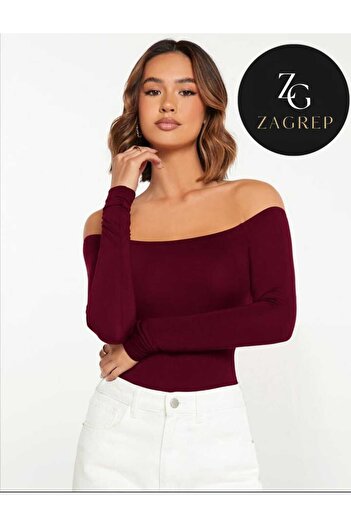 Zagrep Women's Burgundy Body Silk Jersey Double-Layer Not Showing Inside Strapless Body with Snap Fasteners