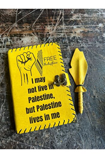 zarif atölye free palestine detailed gift leather notebook