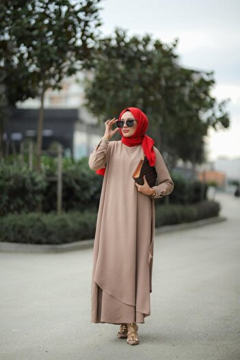 NS Moda Tesettür Ayrobin Hera Elbise Vizon Model-508