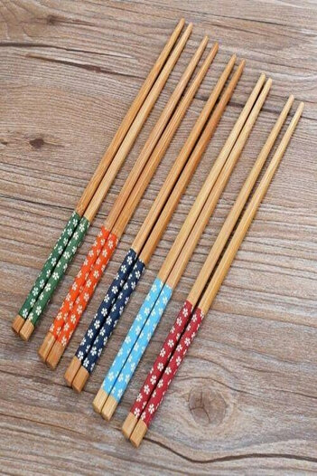 Impress 5'li Set Bambu Çin Çubuğu Chopstick Yıkanabilir Ve Tekrar Kullanılabilir - 5 Çift (10 ÇUBUK)