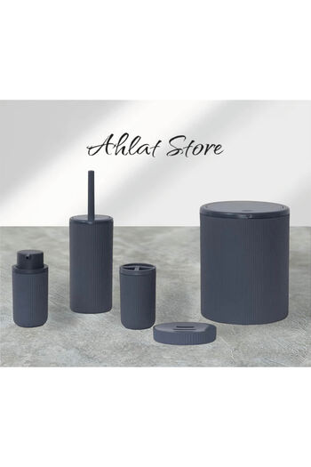 Store Anthracite Striped Round Bathroom Set 5 Pieces Luxury Bathroom Set